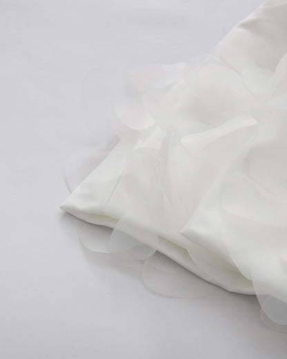 White 3D Petal Spaghetti Strap Mini Dress