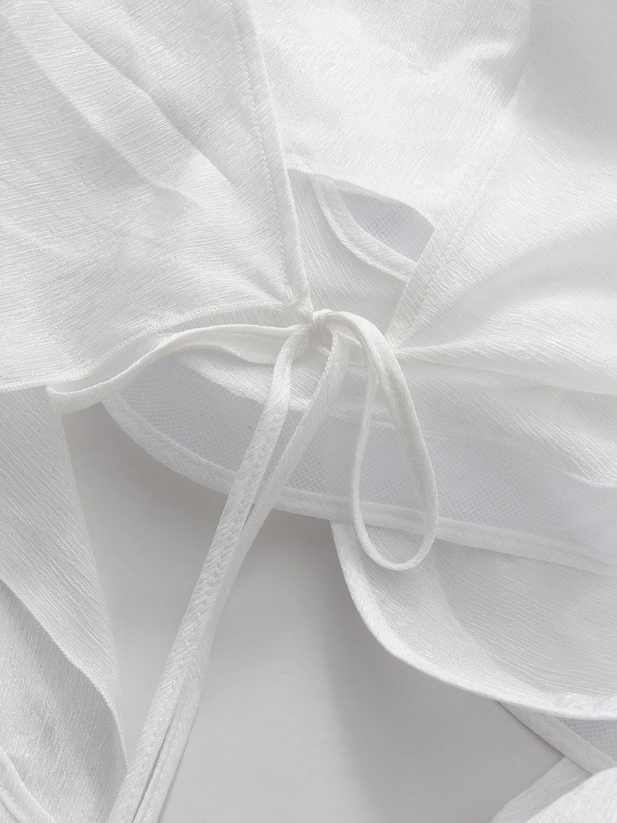 White Artistic Layered Ruffle Top