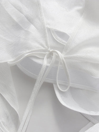 White Artistic Layered Ruffle Top