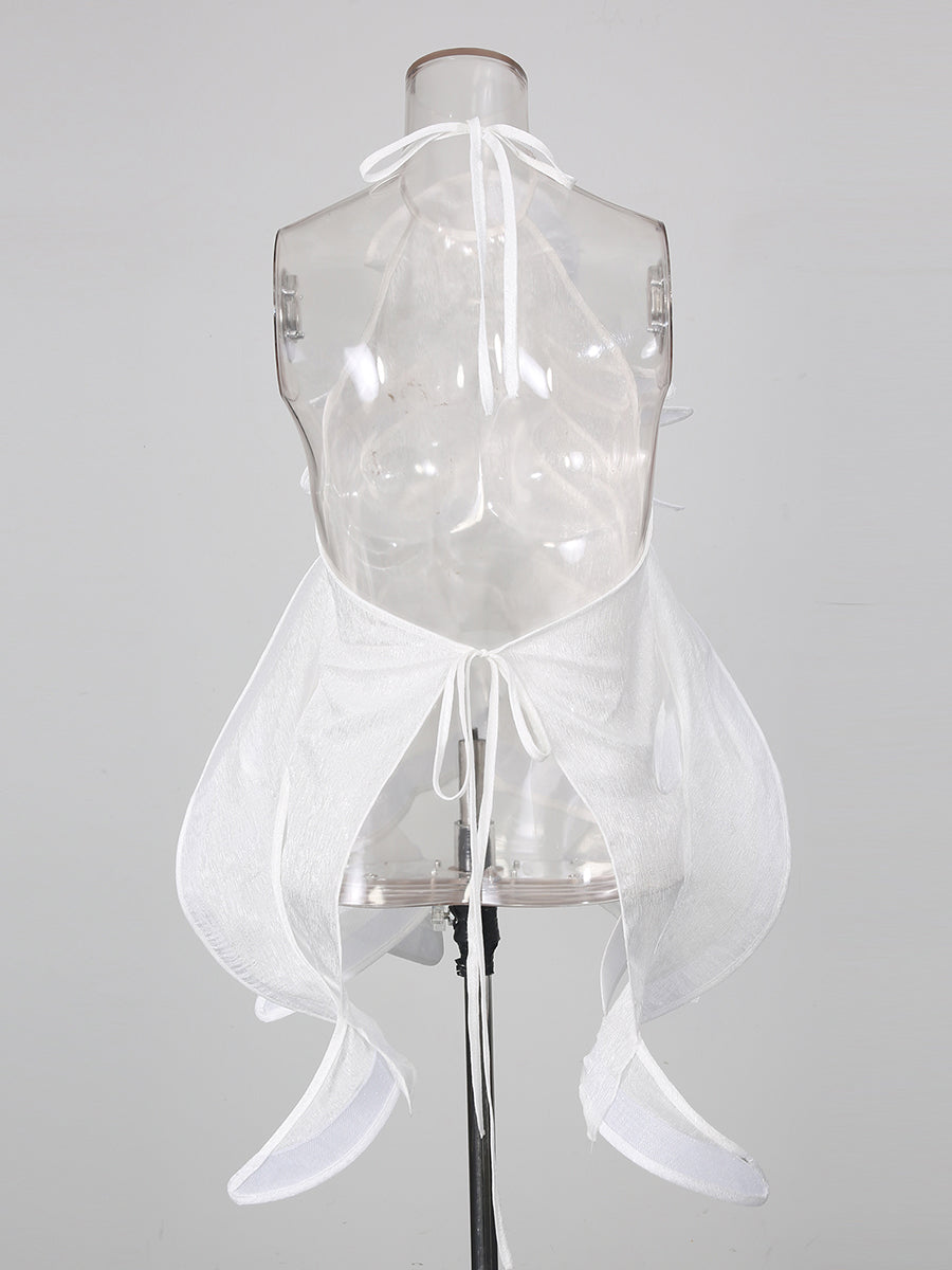 White Artistic Layered Ruffle Top