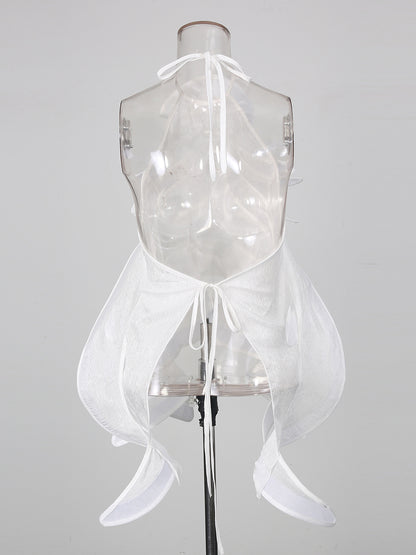 White Artistic Layered Ruffle Top