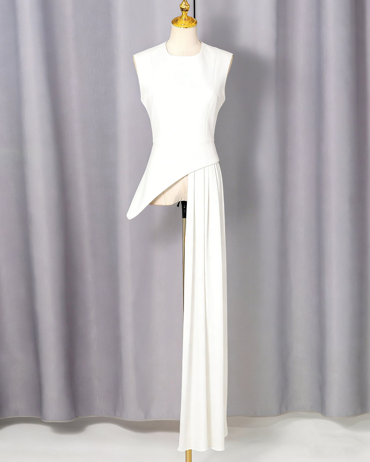 White Asymmetric Chiffon Blouse