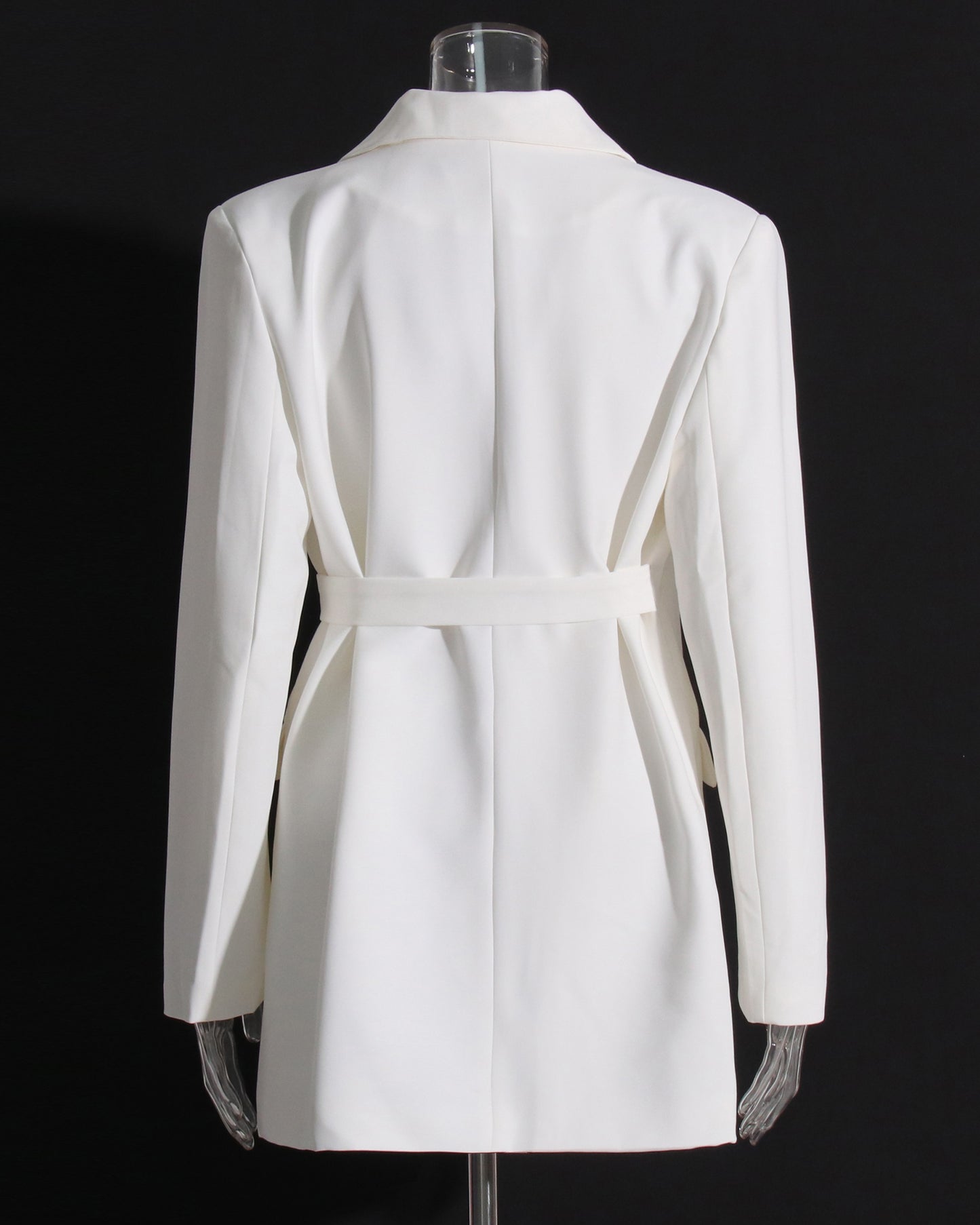 White Belted Blazer Dress