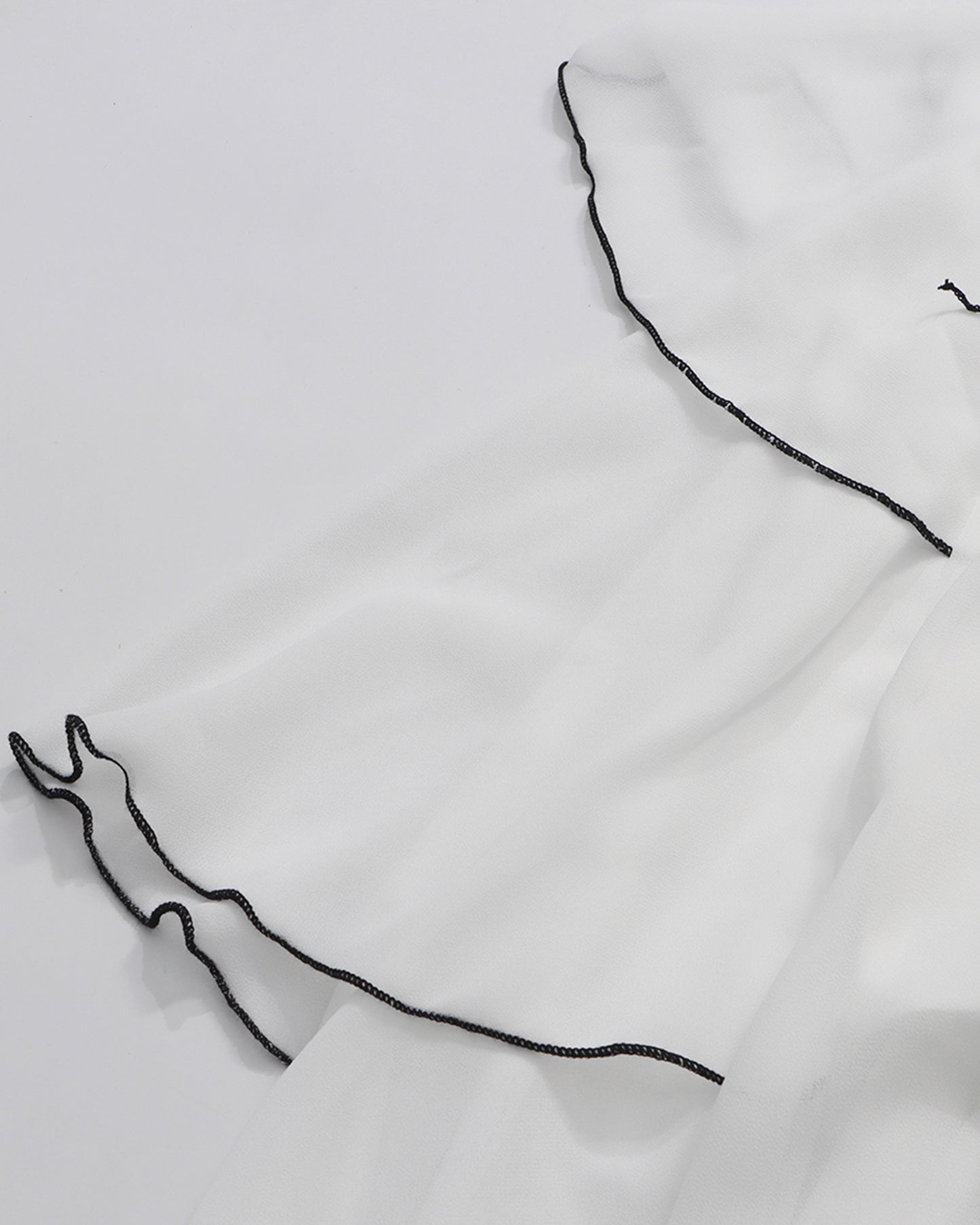 White Black Ruffle Asymmetrical Maxi Skirt