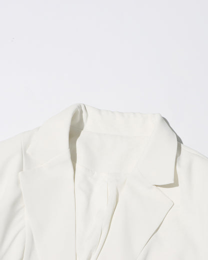 White Blazer with Gold Buttons & Asymmetric Sleeve