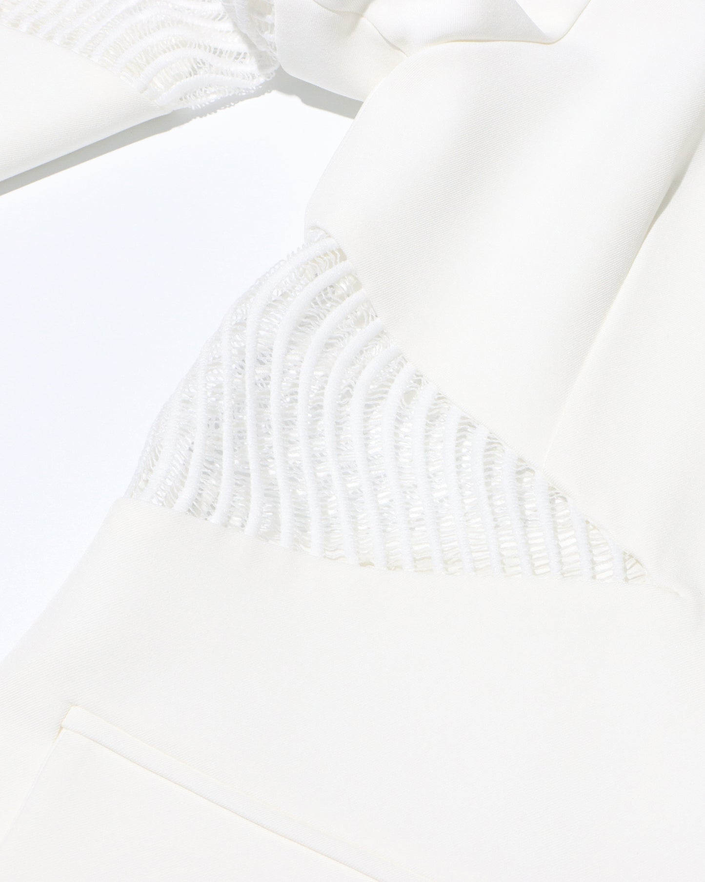 White Blazer with Sheer Mesh Sleeve Panels