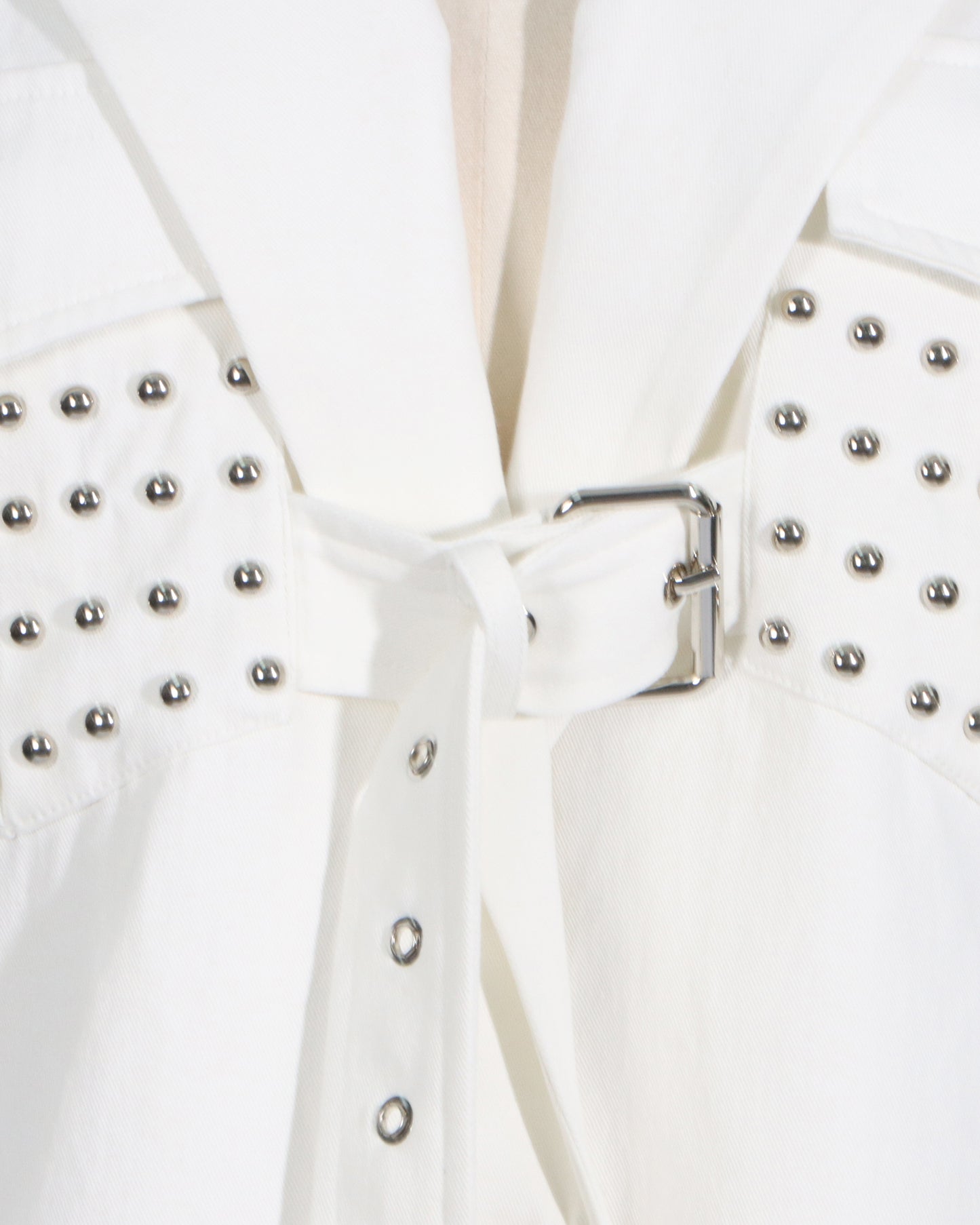 White Blazer with Studs & Buckle Belt