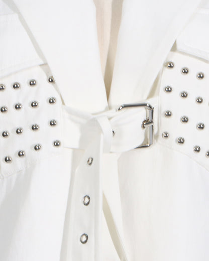 White Blazer with Studs & Buckle Belt