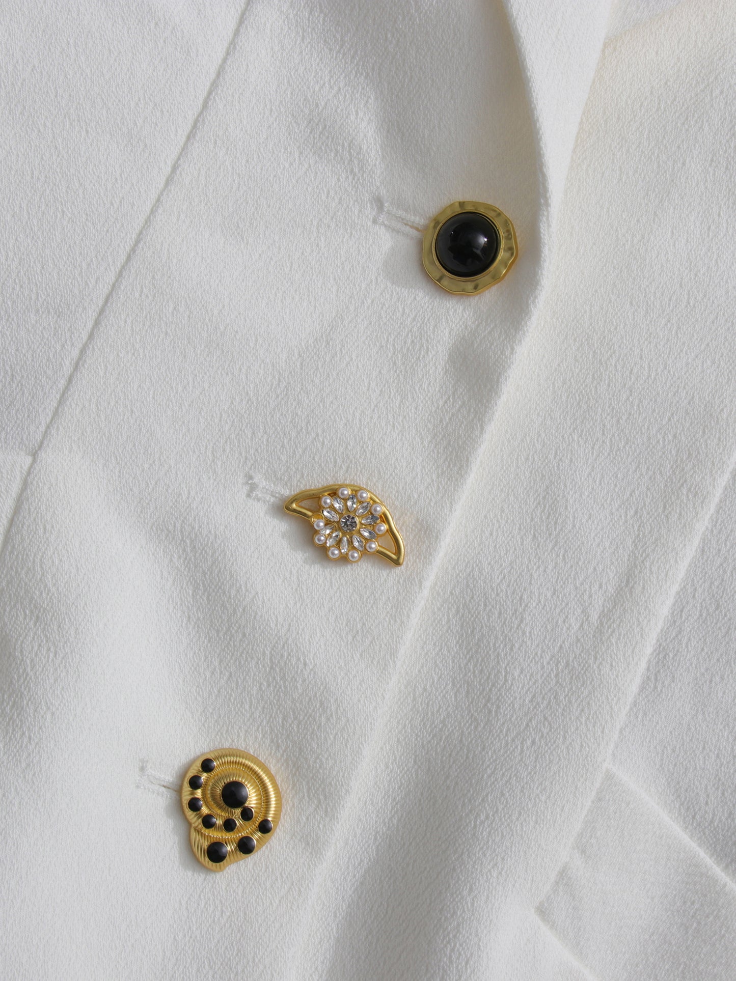 White Blazer with Unique Button & Drawstring Hem Detailing