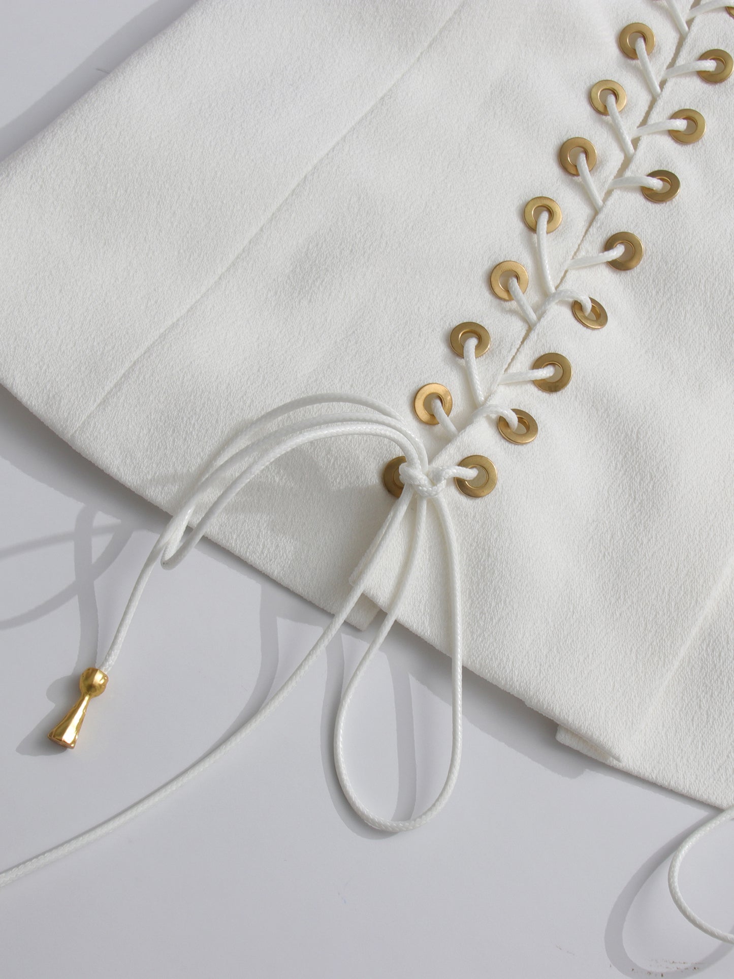 White Blazer with Unique Button & Drawstring Hem Detailing