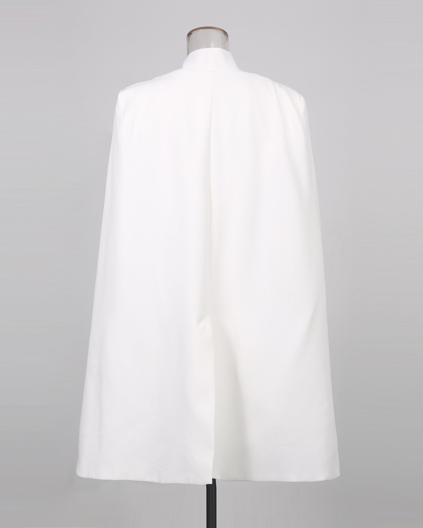 White Cape Sleeve Blazer Jacket with Crystal Button