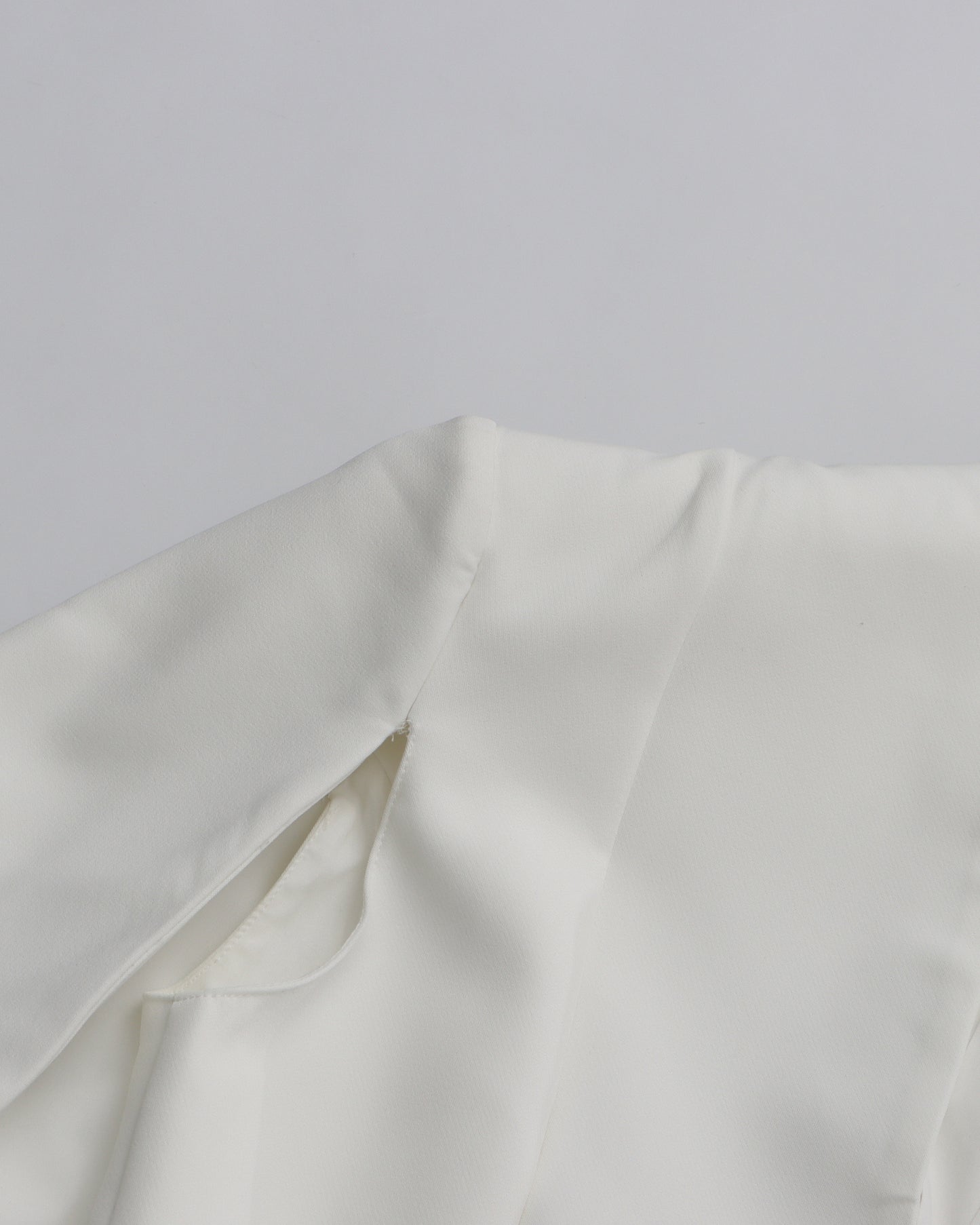 White Cape Sleeve Blazer Jacket with Crystal Button