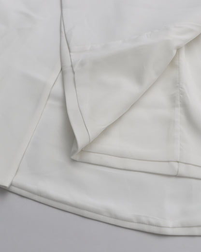 White Cape Sleeve Blazer Jacket with Crystal Button