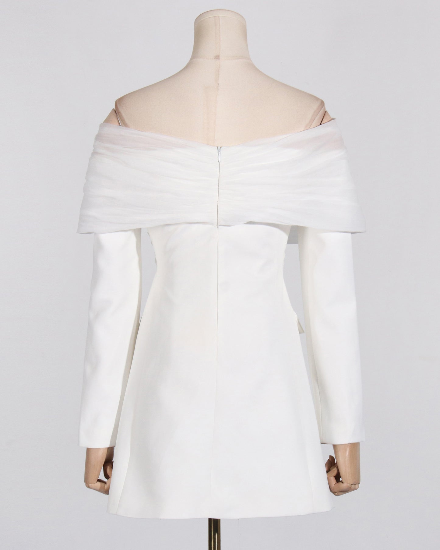 Beige Cold-Shoulder Tulle Overlay Jacket