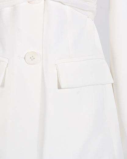 Beige Cold-Shoulder Tulle Overlay Jacket