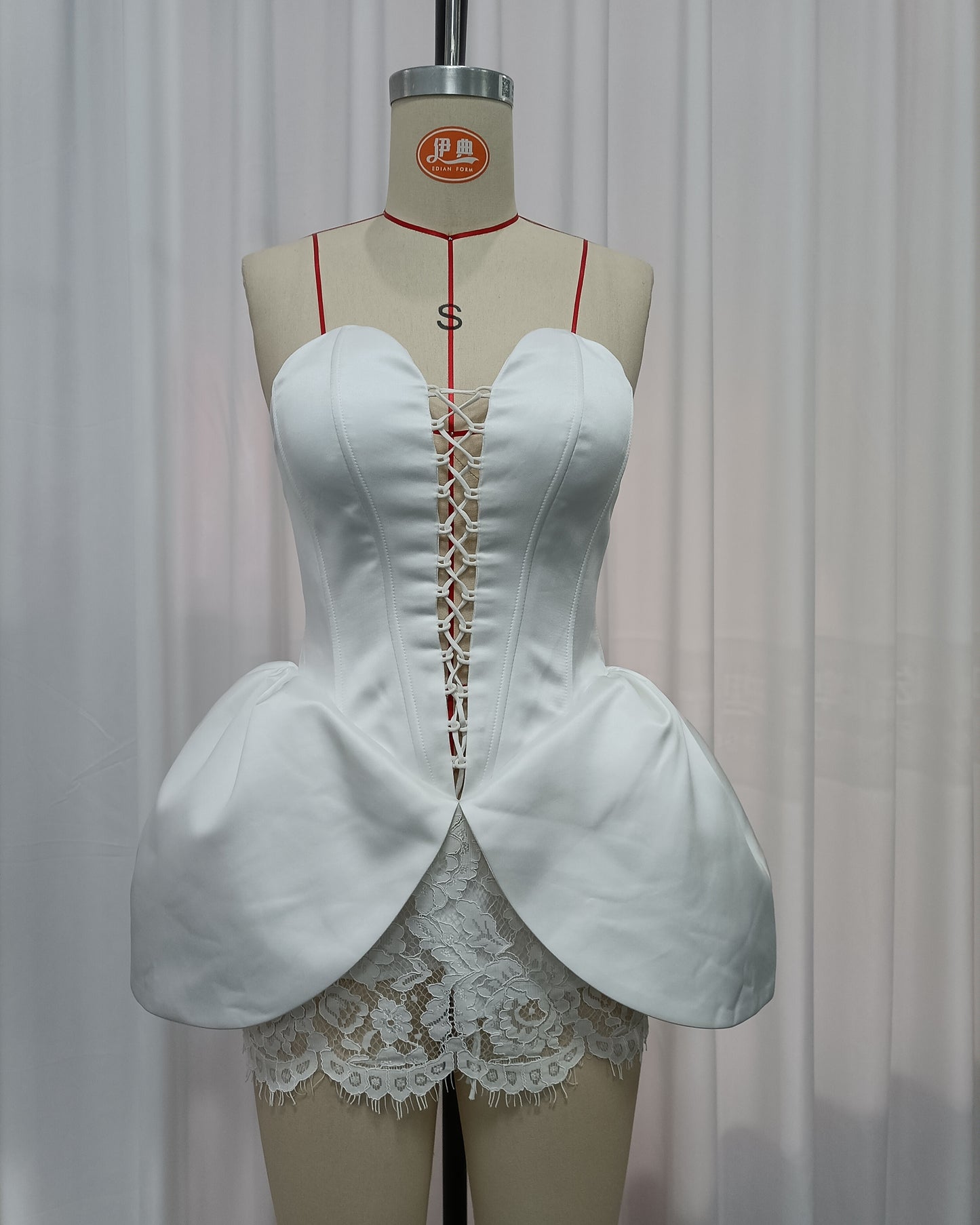 White Corset Lace-Up Mini Dress