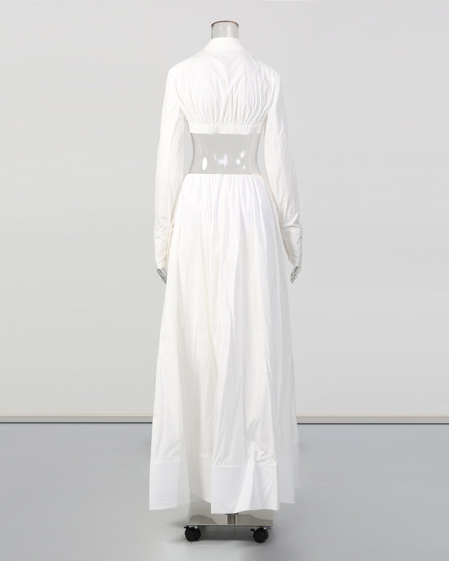 White Cut-Out Long Sleeve Maxi Dress Set