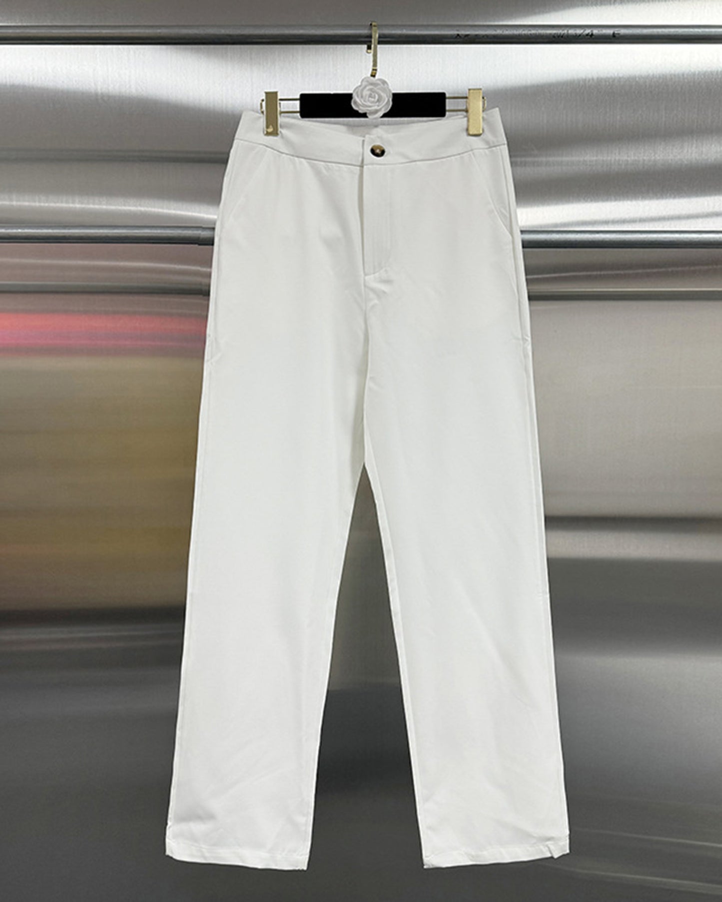 White Cutout Blazer & Wide-Leg Pants Set