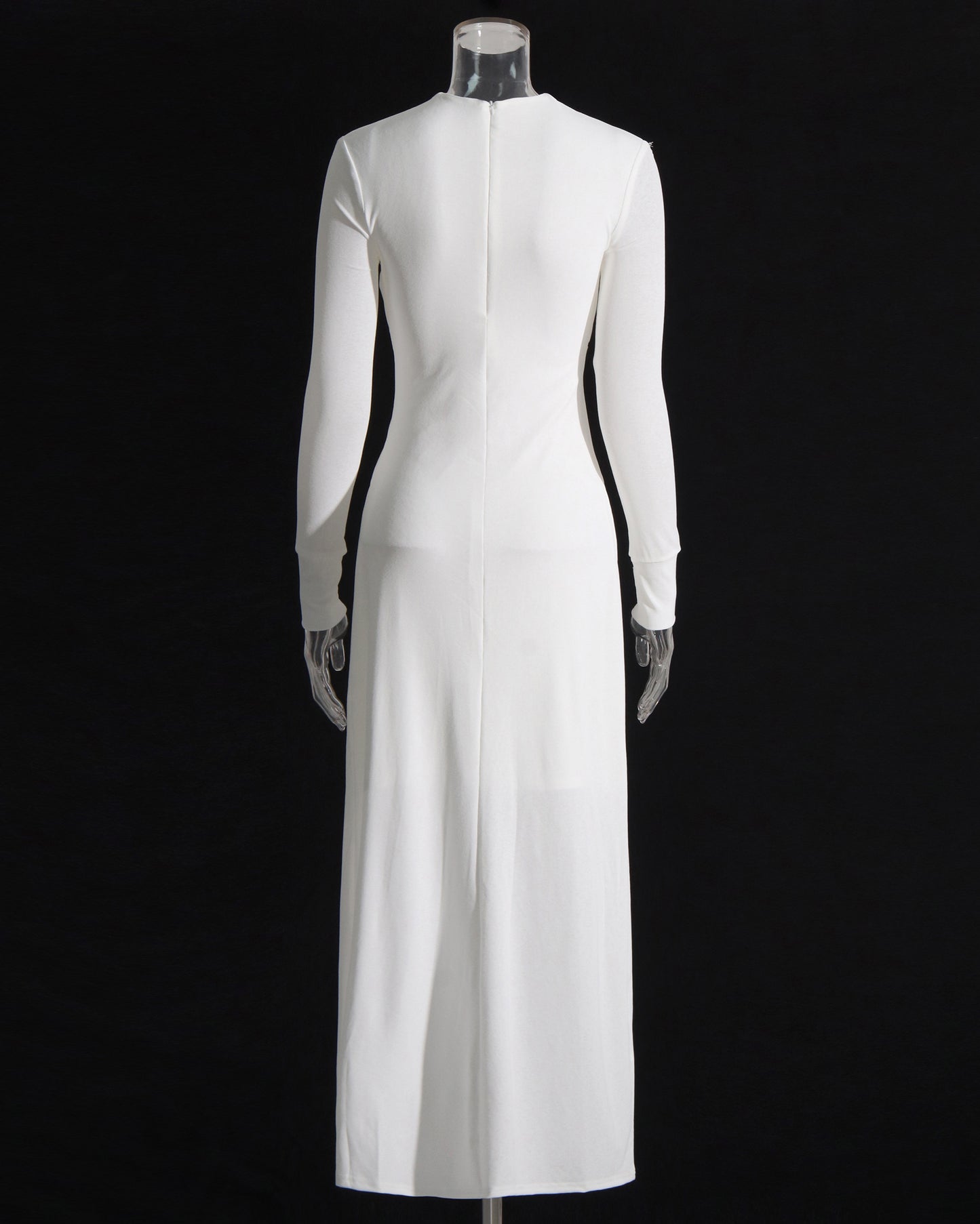 White Cutout Maxi Dress with Gold Ornament