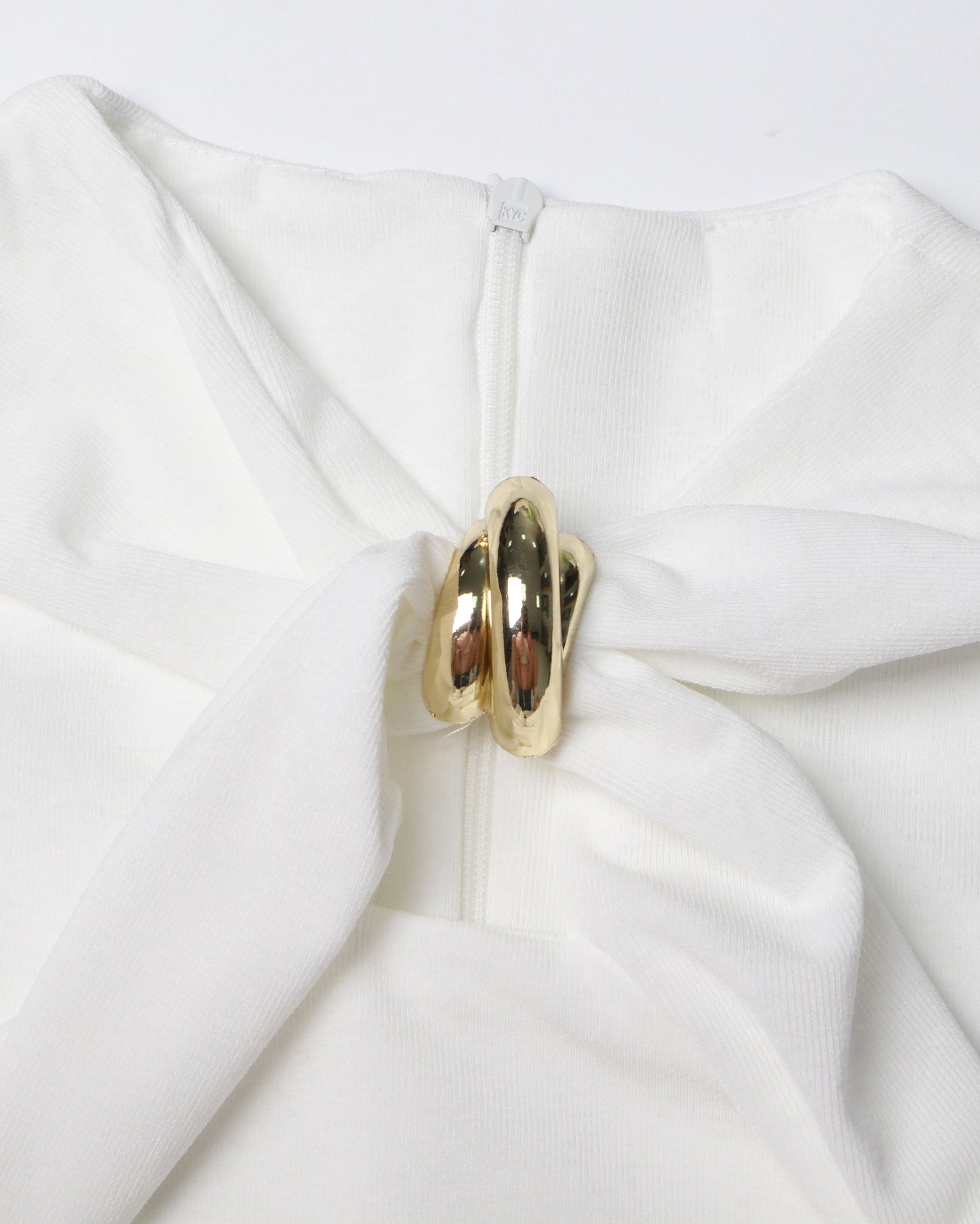 White Cutout Maxi Dress with Gold Ornament