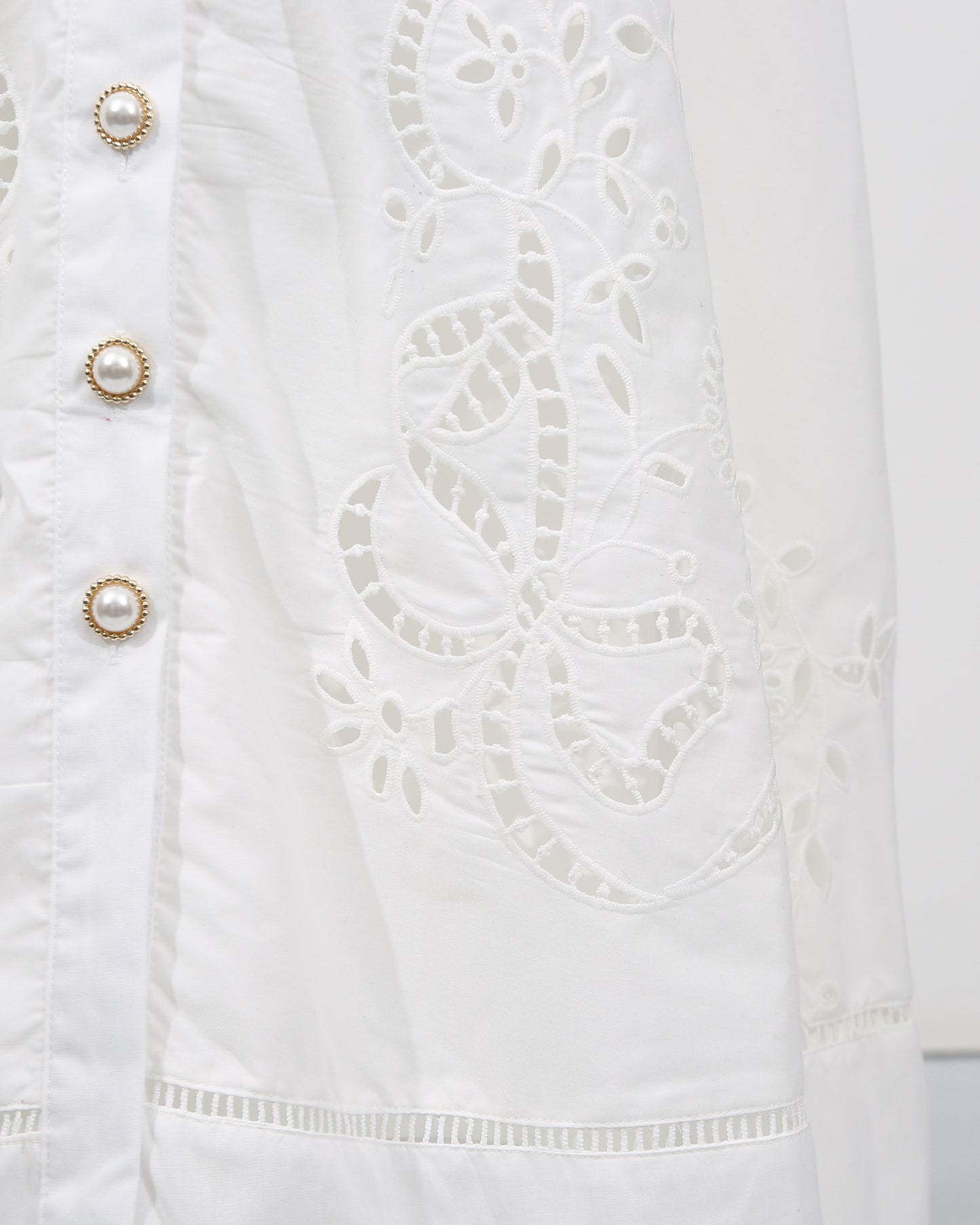 White Cutwork Embroidery Ruffle Strap Dress