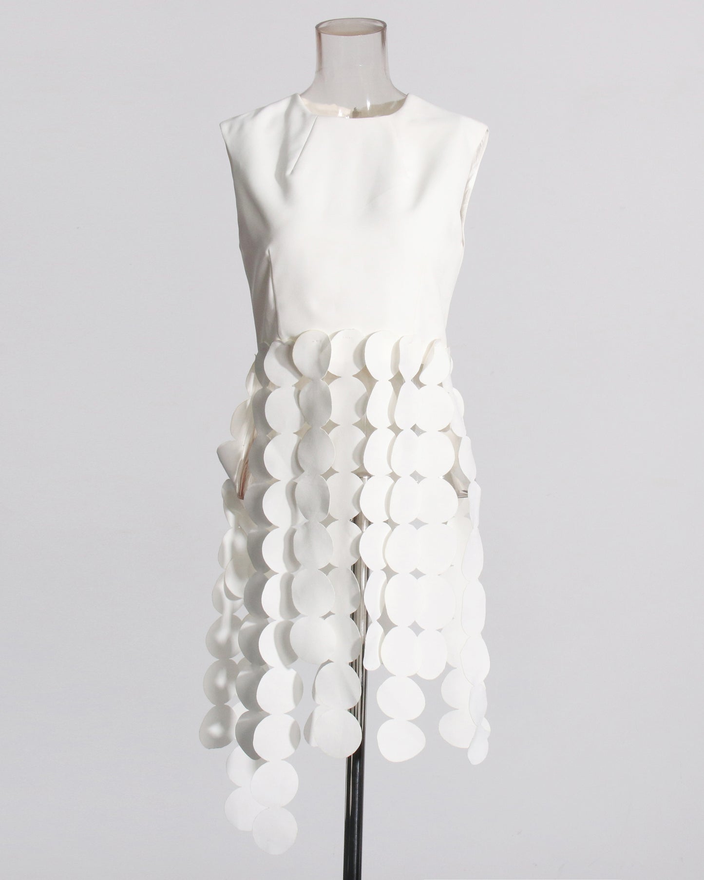 White Disc Fringe Asymmetric Vest