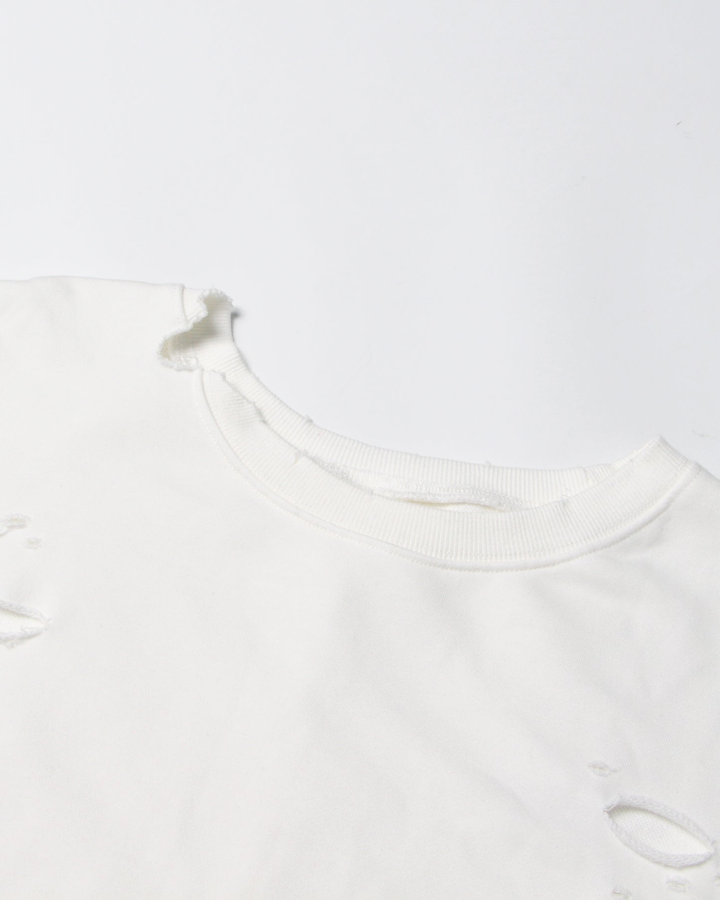 White Distressed Oversized Crewneck Sweatshirt