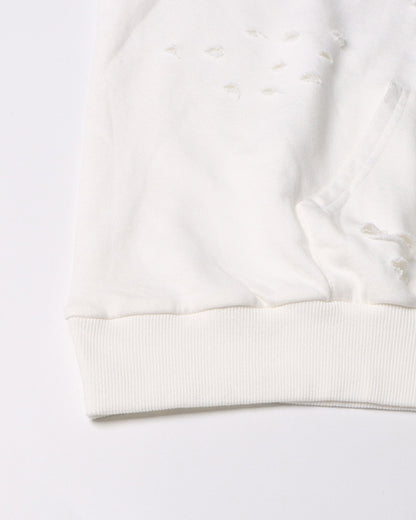 White Distressed Oversized Hoodie