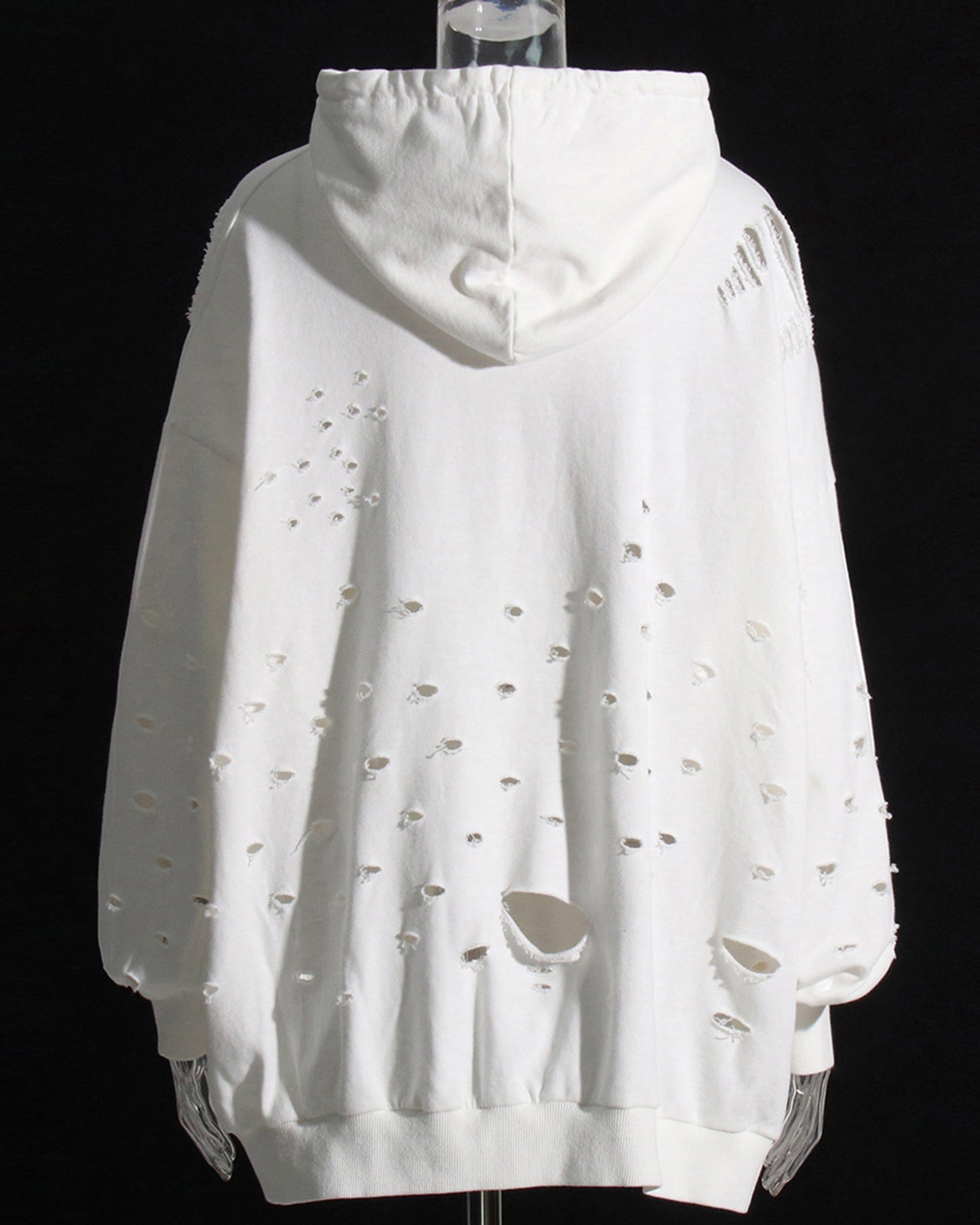 White Distressed Oversized Hoodie