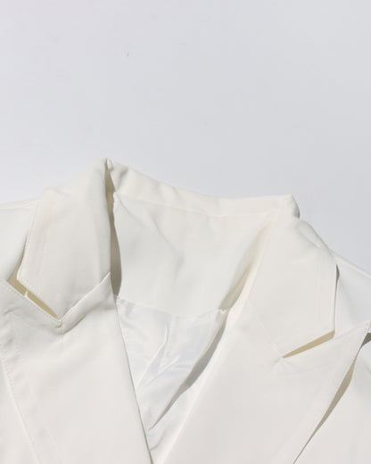 White Double-Breasted Longline Blazer Coat