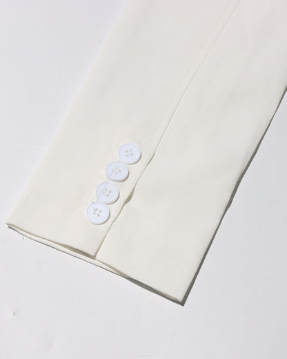 White Double-Breasted Longline Blazer Coat