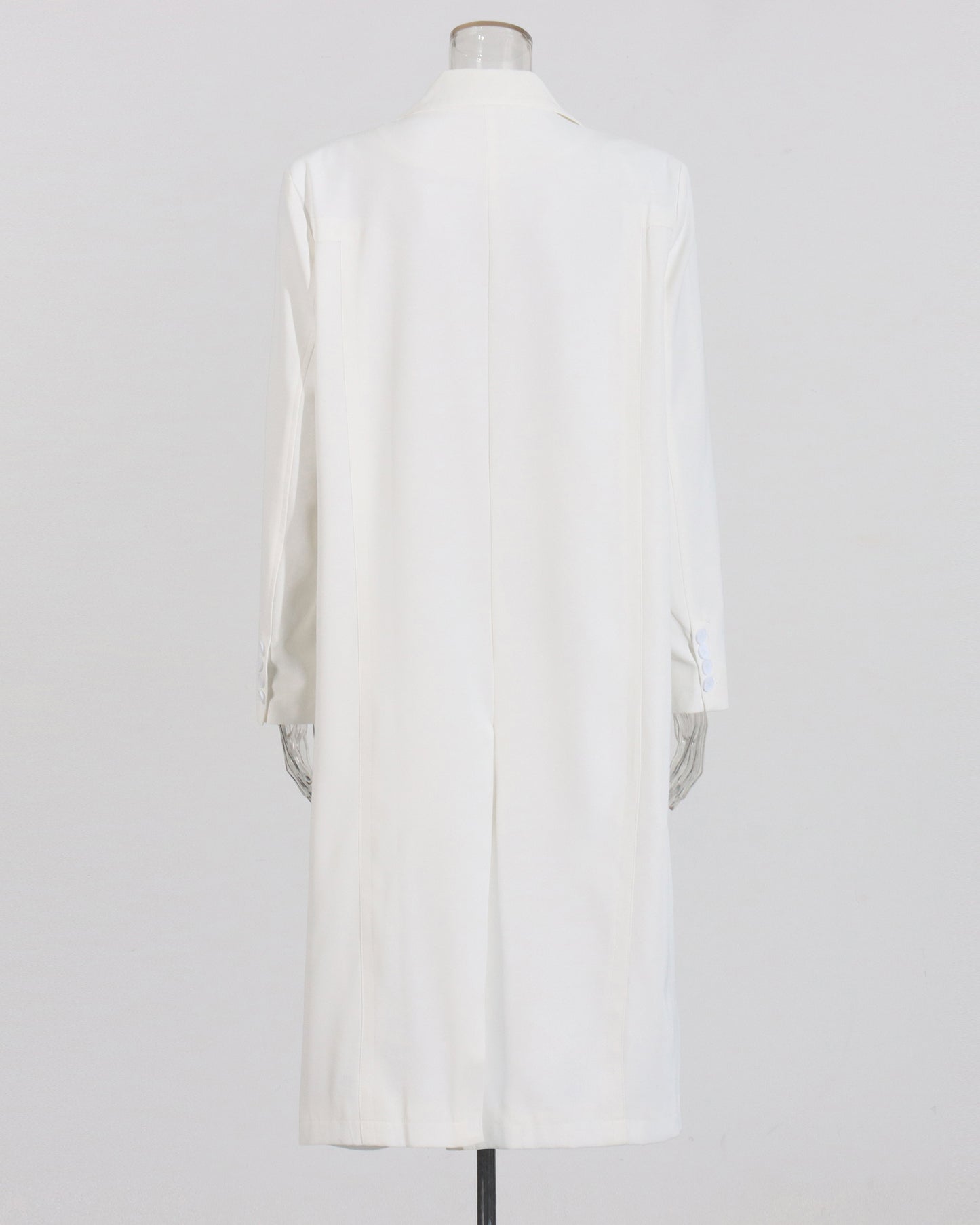 White Double-Breasted Longline Blazer Coat