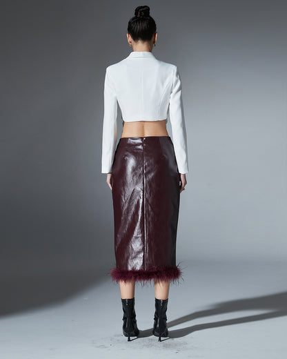 White Floral Applique Two-Tone Blazer