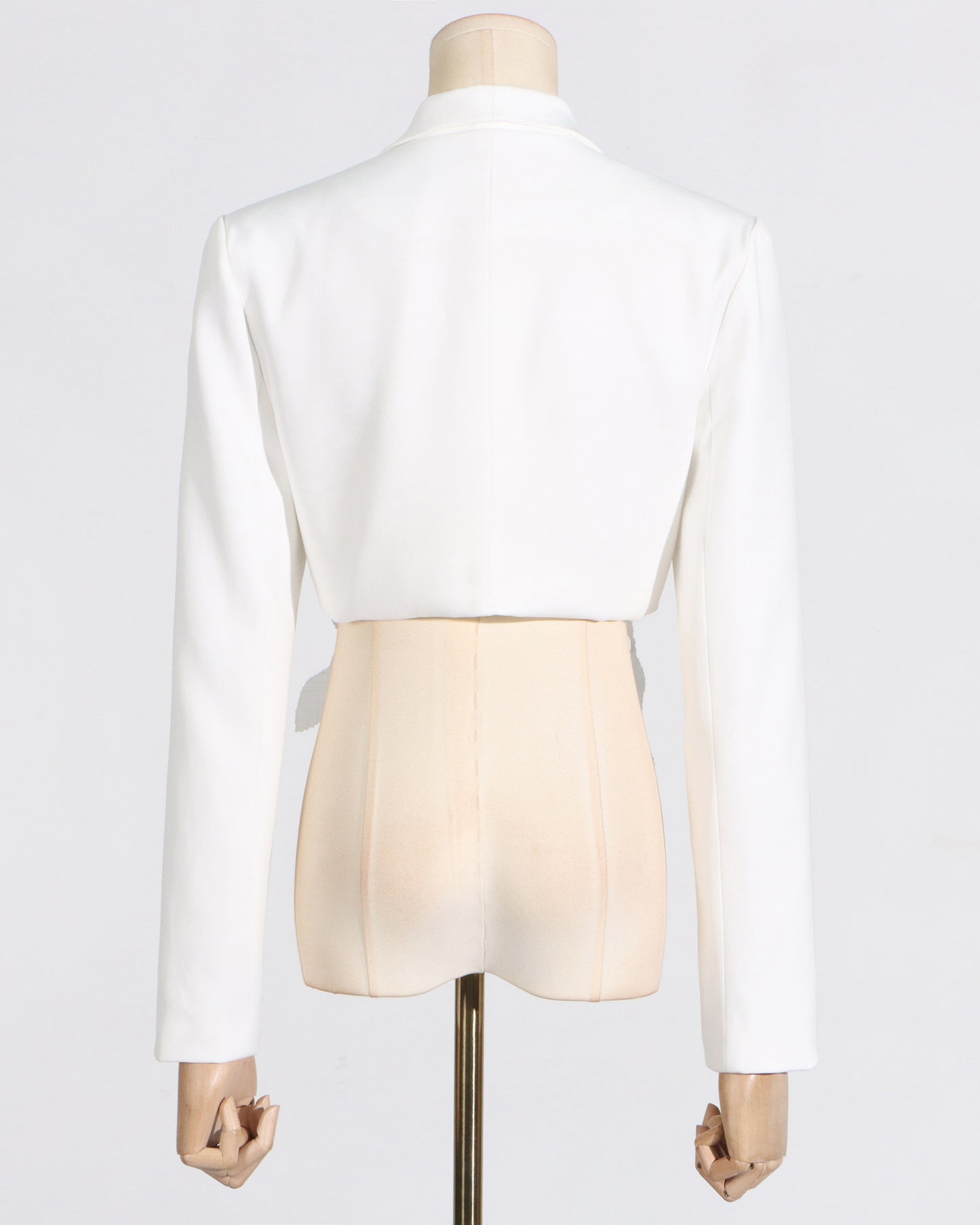 White Floral Applique Two-Tone Blazer