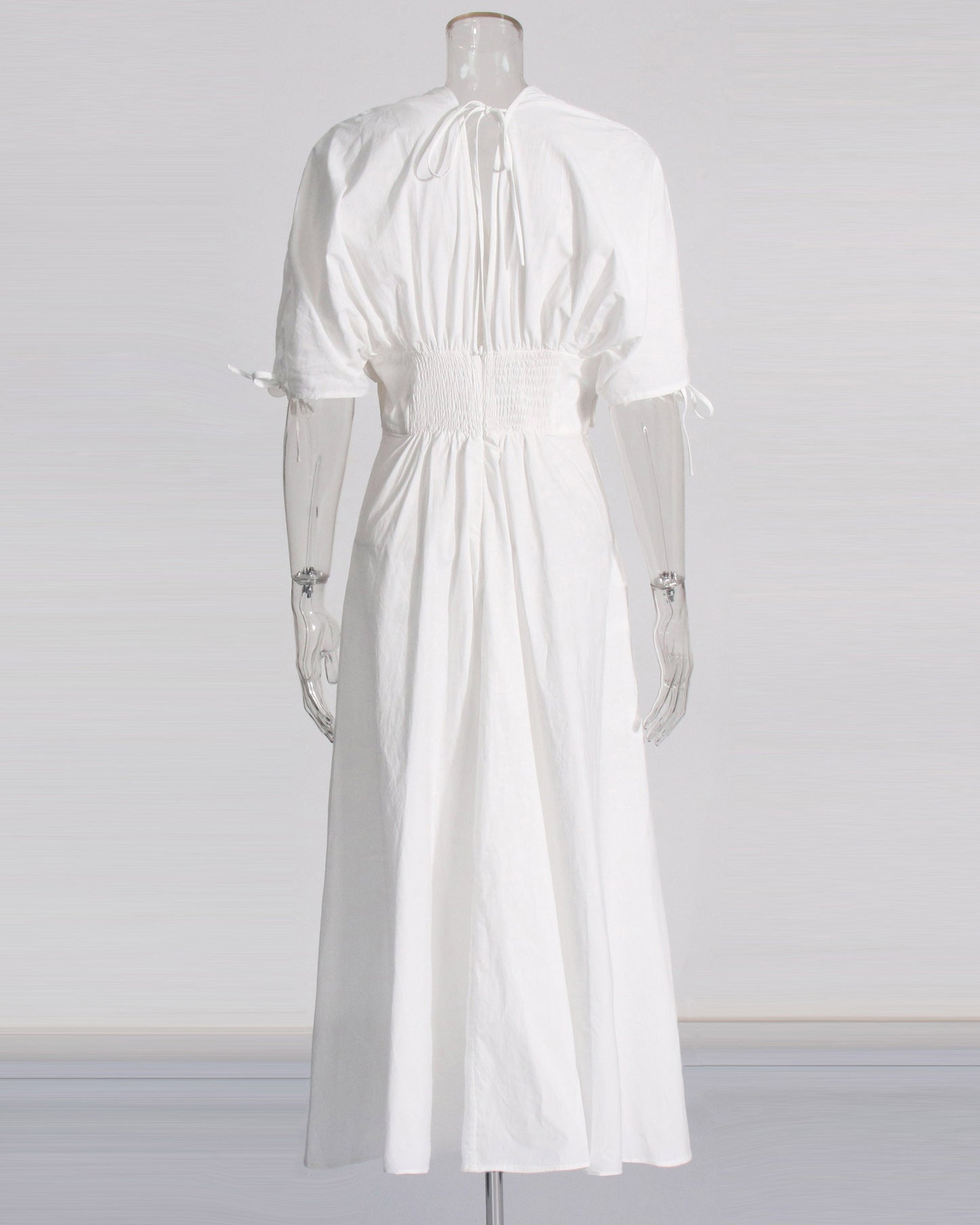 White Floral Applique V-Neck Maxi Dress