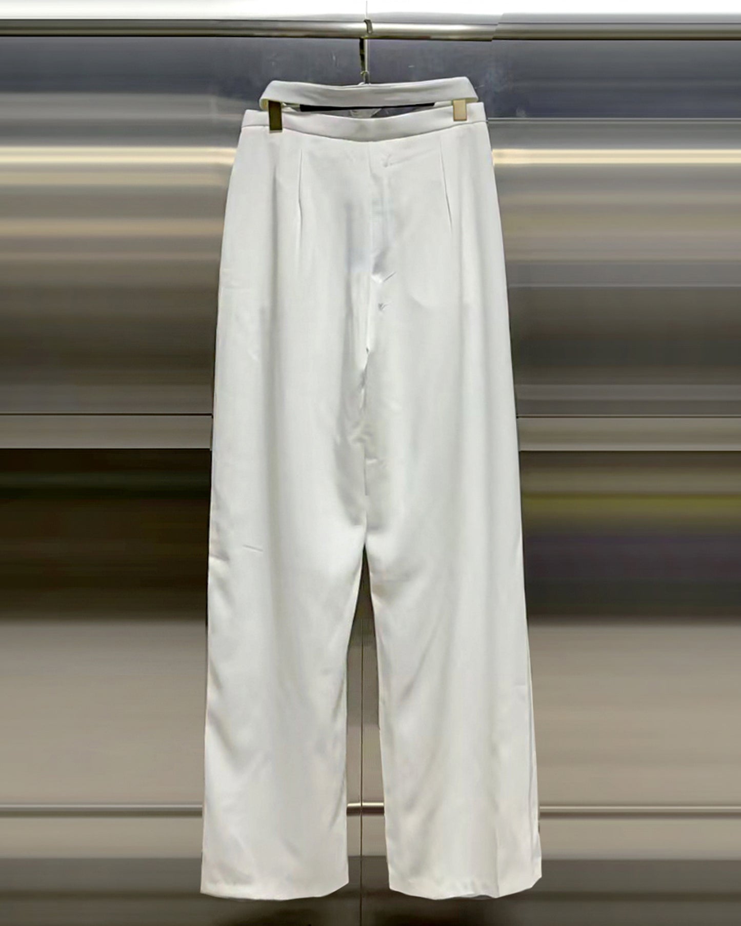 White Floral Appliqué Wide-Leg Pants