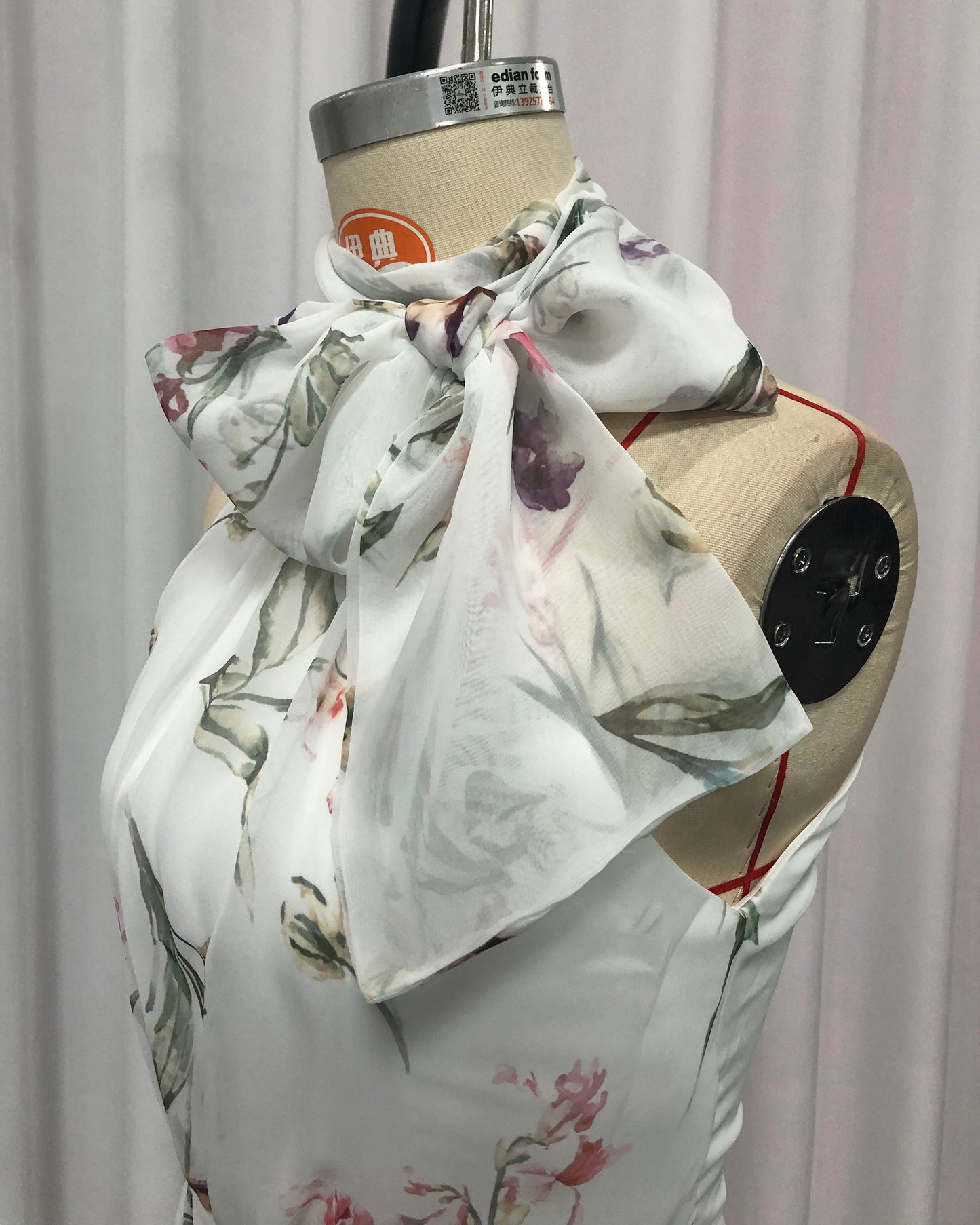 White Floral Halter Tie Maxi Dress