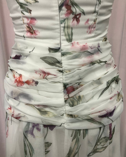 White Floral Halter Tie Maxi Dress