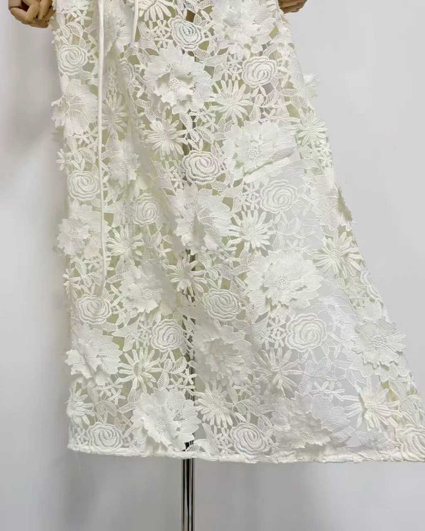 White Floral Lace Midi Dress