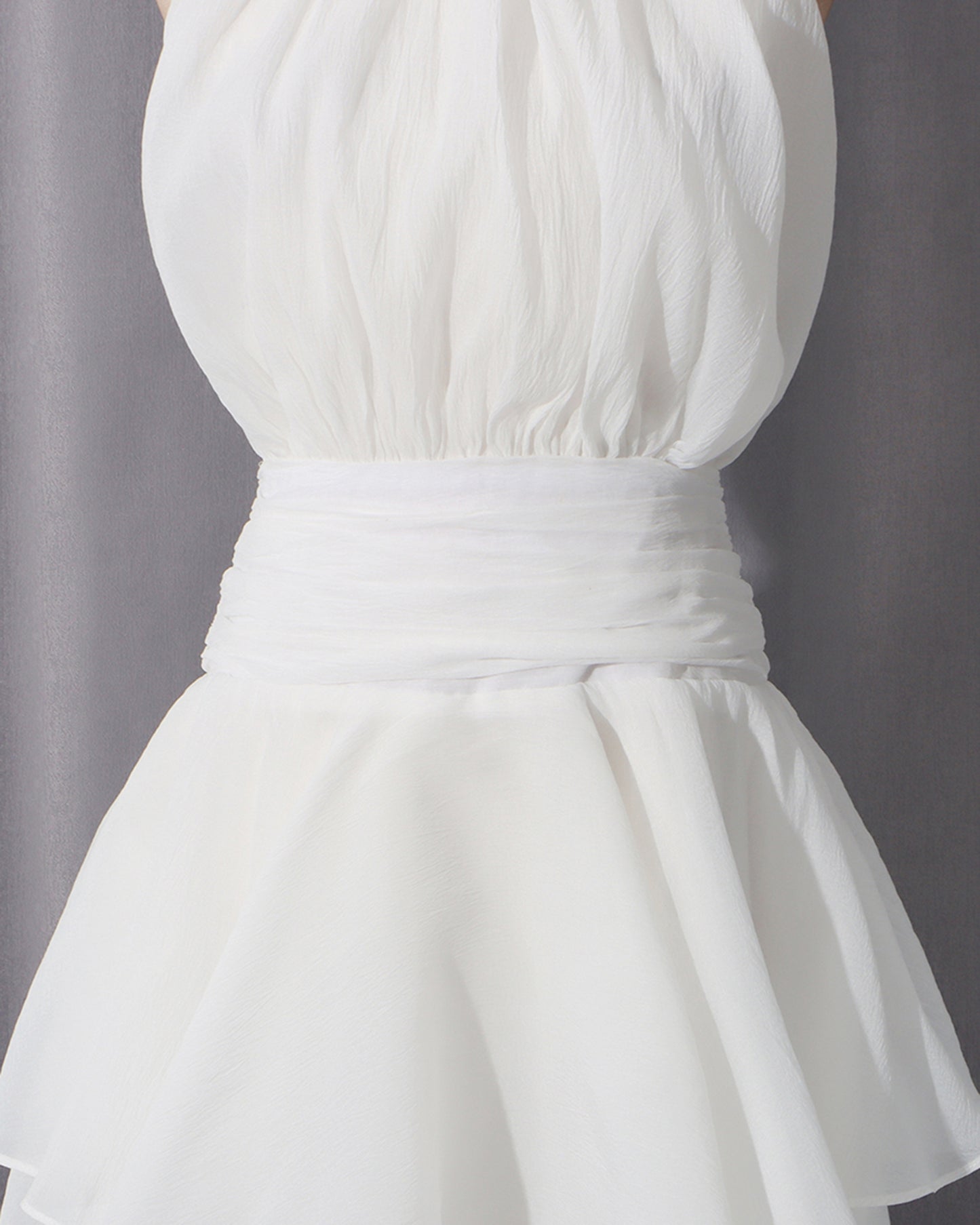 White Halter Bow Mini Dress