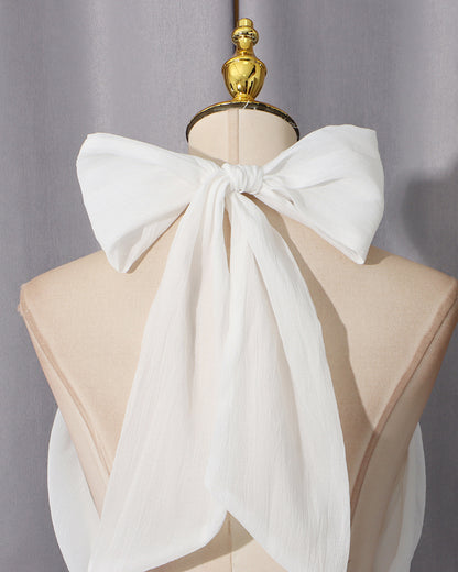 White Halter Bow Mini Dress