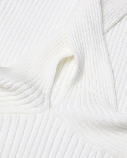 White Halter Cutout Ribbed Top