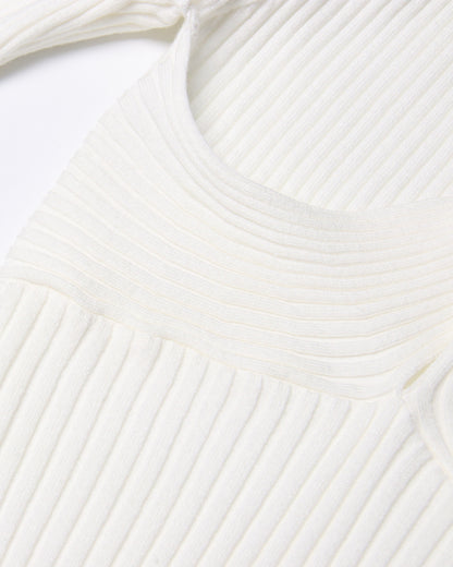 White Halter Cutout Ribbed Top