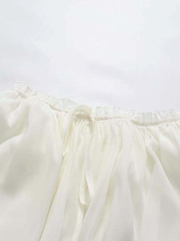 White Halter Peplum Top Flowy Maxi Pants Set