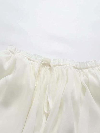 White Halter Peplum Top Flowy Maxi Pants Set