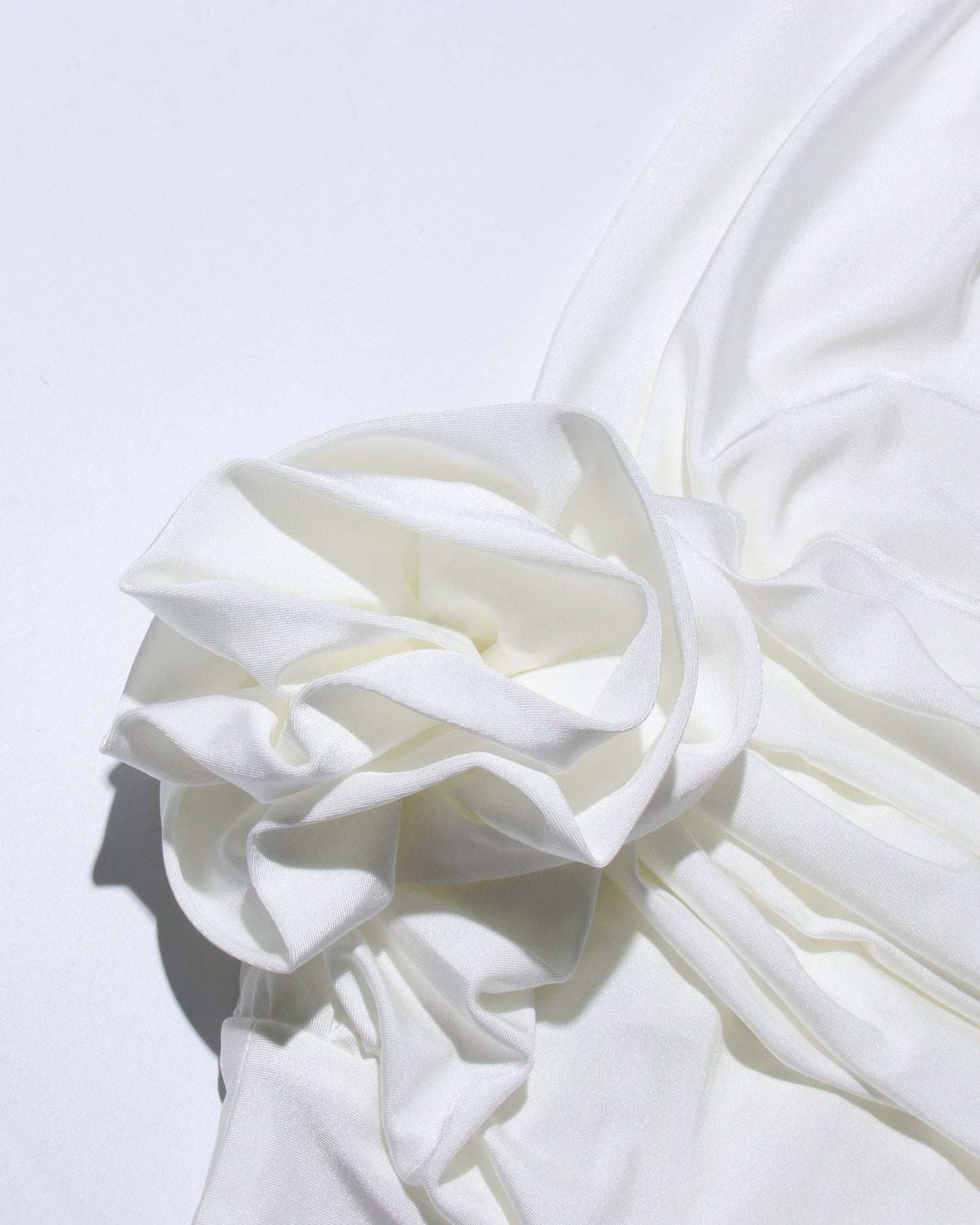 White High-Neck Draped Dress