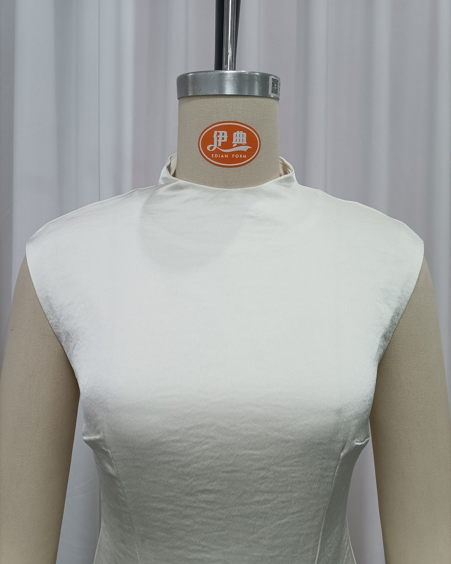 Beige High-Neck Sleeveless Asymmetric Balloon Dress