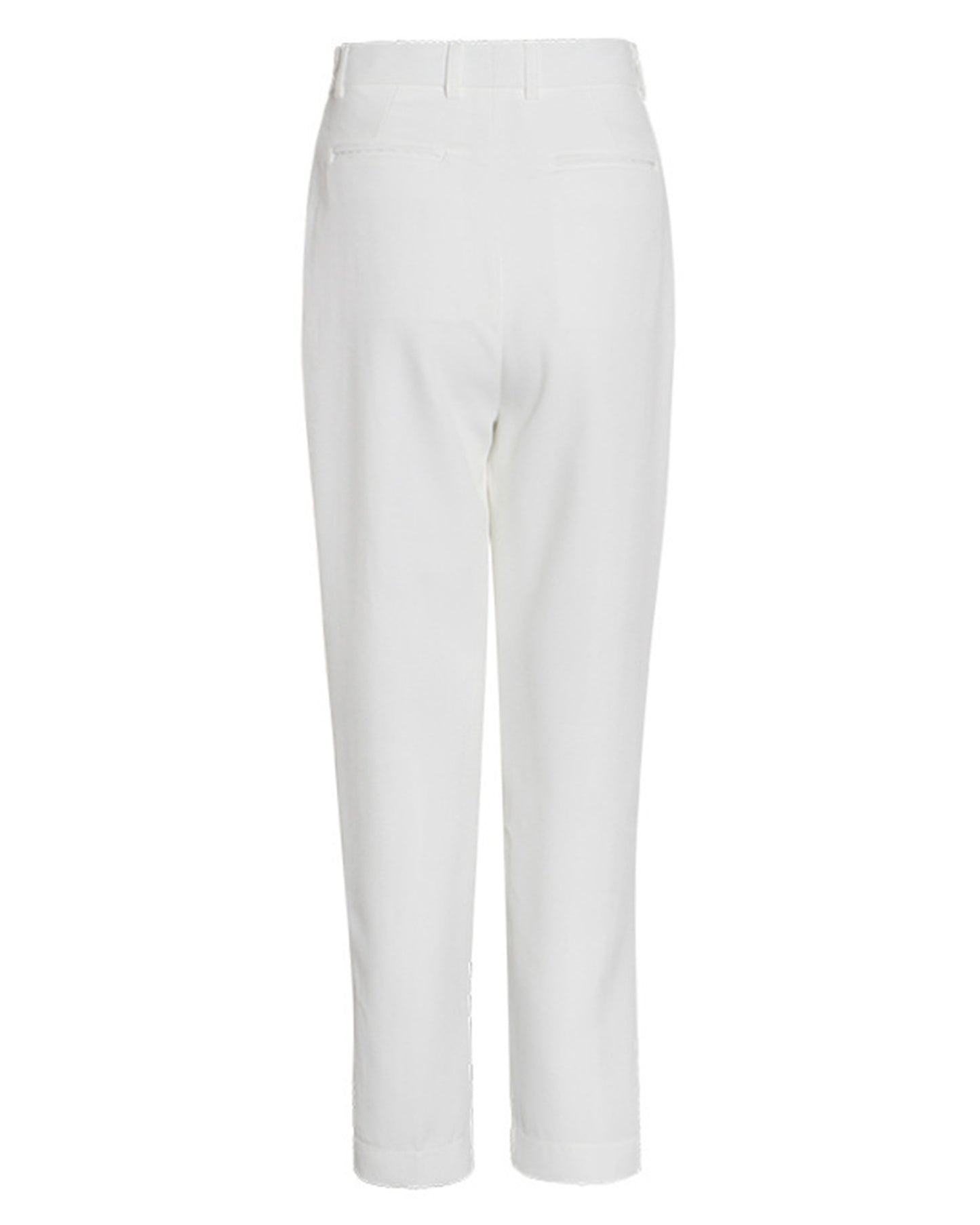White High-Waisted Tapered Cuff Pants