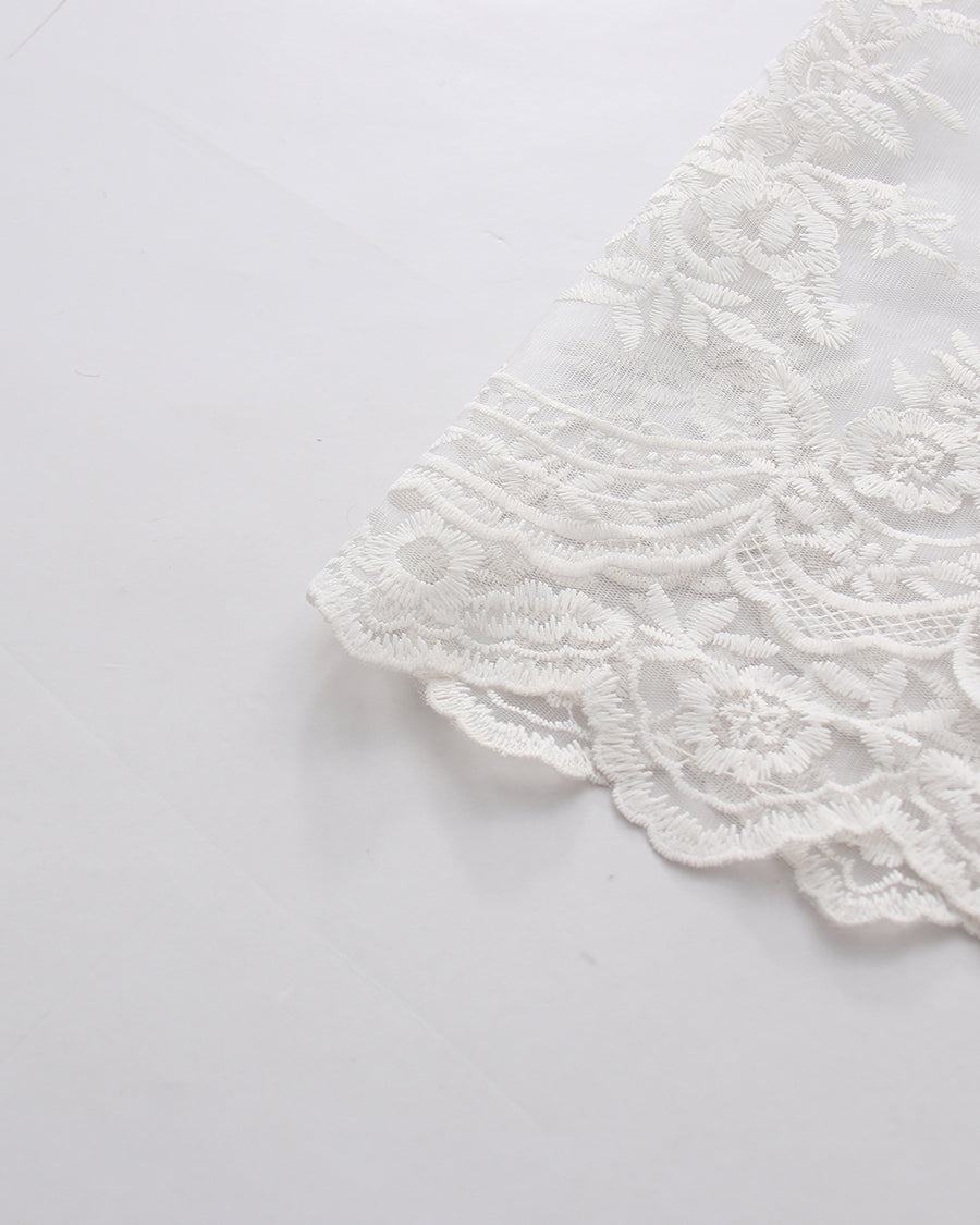 White High Neck Crop Top & Sheer Maxi Skirt Lace Set