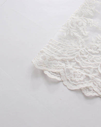 White High Neck Crop Top & Sheer Maxi Skirt Lace Set